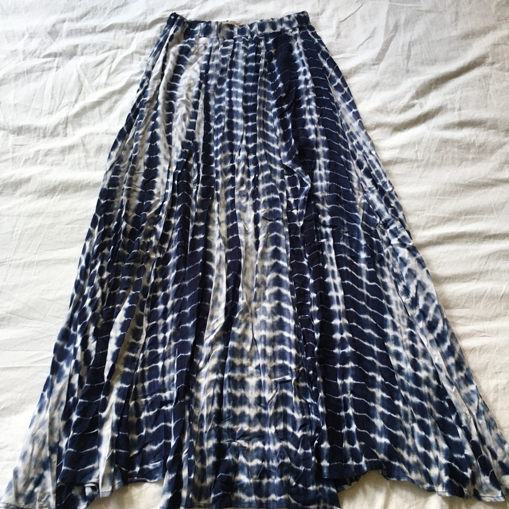 Shibori Dyed Double-Slit Maxi Skirt